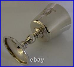 176g SCOTTISH STERLING SILVER HAWES NAYLOR FAMILY GOAT CRESTED WINE GOBLET 1978