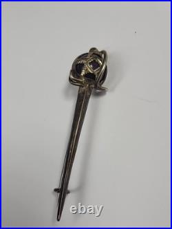 1870 Victorian Joseph Cook & Son Scottish Sterling Silver Broad Sword Brooch