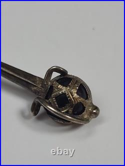 1870 Victorian Joseph Cook & Son Scottish Sterling Silver Broad Sword Brooch