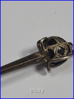 1870 Victorian Joseph Cook & Son Scottish Sterling Silver Broad Sword Brooch