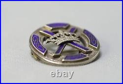 1890 Scottish Big Kilt Silver Enamel Pin Brooch Armorial Regiment X Crown Badge