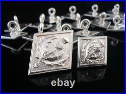 19 Scottish Thistle Sterling Silver Kilt Jacket Buttons, Hamilton & Inches 1953