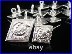 19 Scottish Thistle Sterling Silver Kilt Jacket Buttons, Hamilton & Inches 1953