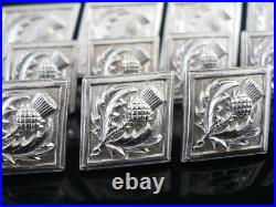 19 Scottish Thistle Sterling Silver Kilt Jacket Buttons, Hamilton & Inches 1953