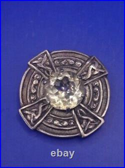 1955 Robert Allison Vintage Scottish Iona Silver Clear Gemstone Brooch. Glasgow