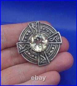 1955 Robert Allison Vintage Scottish Iona Silver Clear Gemstone Brooch. Glasgow