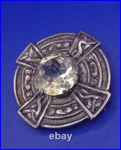 1955 Robert Allison Vintage Scottish Iona Silver Clear Gemstone Brooch. Glasgow