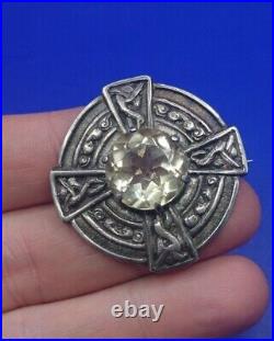 1955 Robert Allison Vintage Scottish Iona Silver Clear Gemstone Brooch. Glasgow