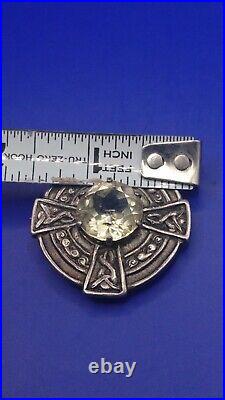 1955 Robert Allison Vintage Scottish Iona Silver Clear Gemstone Brooch. Glasgow