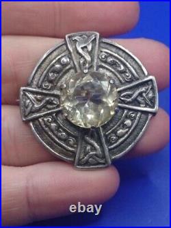 1955 Robert Allison Vintage Scottish Iona Silver Clear Gemstone Brooch. Glasgow