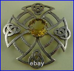 1955 Thomas Ebbutt Sterling Silver Scottish Citrine Brooch Pin Boxed Hallmarked