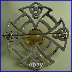 1955 Thomas Ebbutt Sterling Silver Scottish Citrine Brooch Pin Boxed Hallmarked