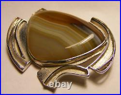 1955 Thomas Ebbutt Sterling Silver Scottish Citrine Brooch Pin Boxed Hallmarked