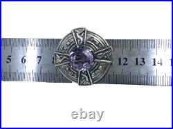 1967 Amethyst Scottish Brooch 925 Sterling Silver Vintage Amethyst Silver Brooch