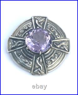1967 Amethyst Scottish Brooch 925 Sterling Silver Vintage Amethyst Silver Brooch