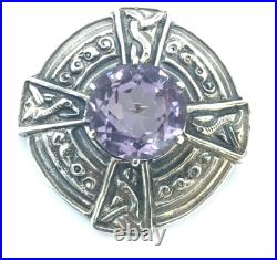 1967 Amethyst Scottish Brooch 925 Sterling Silver Vintage Amethyst Silver Brooch