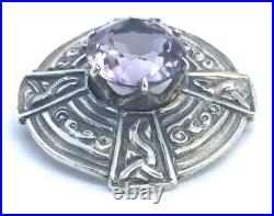 1967 Amethyst Scottish Brooch 925 Sterling Silver Vintage Amethyst Silver Brooch