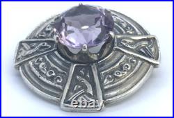 1967 Amethyst Scottish Brooch 925 Sterling Silver Vintage Amethyst Silver Brooch