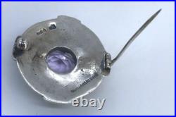 1967 Amethyst Scottish Brooch 925 Sterling Silver Vintage Amethyst Silver Brooch