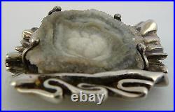 1975 Ola Gorie One Off Silver Brooch Pin Druzy Quartz Stone Scottish