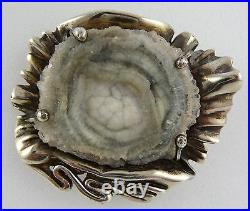 1975 Ola Gorie One Off Silver Brooch Pin Druzy Quartz Stone Scottish