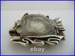 1975 Ola Gorie One Off Silver Brooch Pin Druzy Quartz Stone Scottish