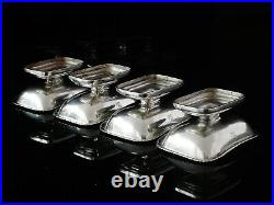 4 CRESTED Antique Scottish Sterling Silver Salt Cauldrons, W & P Cunningham 1812