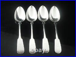 4 Large Scottish Antique Sterling Silver Serving Spoons, GLASGOW 1850