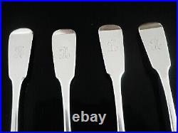 4 Large Scottish Antique Sterling Silver Serving Spoons, GLASGOW 1850