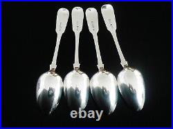 4 Large Scottish Antique Sterling Silver Serving Spoons, GLASGOW 1850