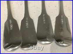 4 Scottish Provincial Sterling Silver Table Spoons. J McKay. Edinburgh 1862. 277g