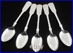 5 Antique Scottish Sterling Silver Teaspoons, James Wright, Edinburgh 1862