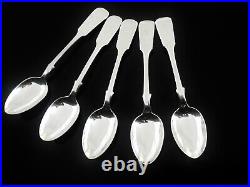 5 Antique Scottish Sterling Silver Teaspoons, James Wright, Edinburgh 1862