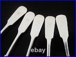 5 Antique Scottish Sterling Silver Teaspoons, James Wright, Edinburgh 1862