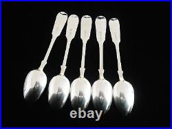 5 Antique Scottish Sterling Silver Teaspoons, James Wright, Edinburgh 1862