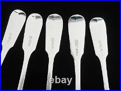 5 Antique Scottish Sterling Silver Teaspoons, James Wright, Edinburgh 1862