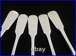 5 Antique Scottish Sterling Silver Teaspoons, James Wright, Edinburgh 1862