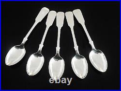 5 Antique Scottish Sterling Silver Teaspoons, James Wright, Edinburgh 1862