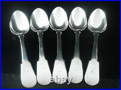 5 Large Scottish Antique Sterling Silver Serving Spoons, William Marshall 1823