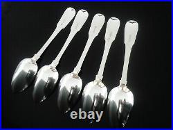 5 Large Scottish Antique Sterling Silver Serving Spoons, William Marshall 1823