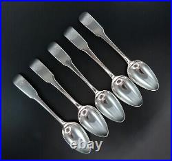 5 Scottish Sterling Silver Spoons Wood Family Crest DEFEND 7 inches