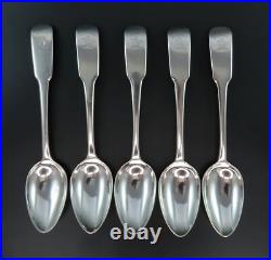5 Scottish Sterling Silver Spoons Wood Family Crest DEFEND 7 inches
