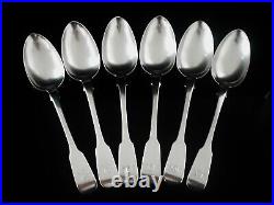 6 Antique Scottish Sterling Silver Dessert Spoons, William Forrest & Co 1831