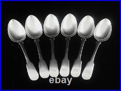 6 Antique Scottish Sterling Silver Dessert Spoons, William Forrest & Co 1831