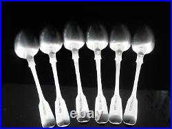 6 Antique Scottish Sterling Silver Dessert Spoons, William Forrest & Co 1831