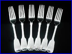 6 Antique Scottish Sterling Silver Dinner Table Forks, William Marshall 1858