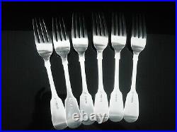 6 Antique Scottish Sterling Silver Dinner Table Forks, William Marshall 1858