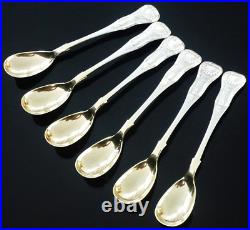 6 Antique Scottish Sterling Silver Egg Spoons, Edinburgh 1862, James McKay