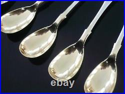 6 Antique Scottish Sterling Silver Egg Spoons, Edinburgh 1862, James McKay