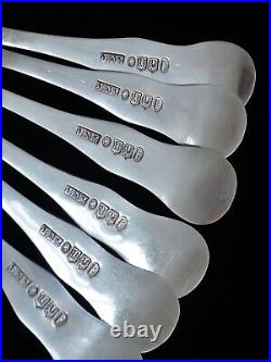 6 Antique Scottish Sterling Silver Egg Spoons, Edinburgh 1862, James McKay